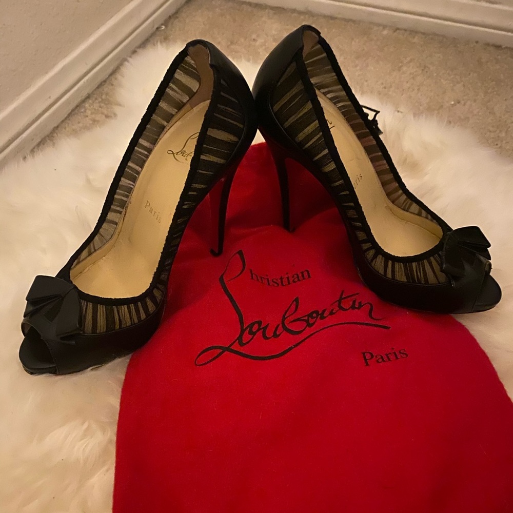 christian louboutin peep toe heels